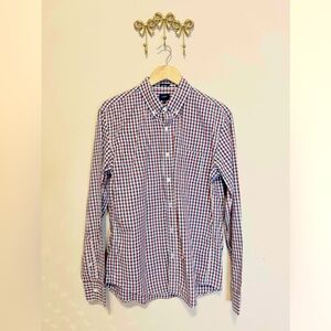 J. Crew Blue and Red Casual Gingahm Button Down Shirt Size L